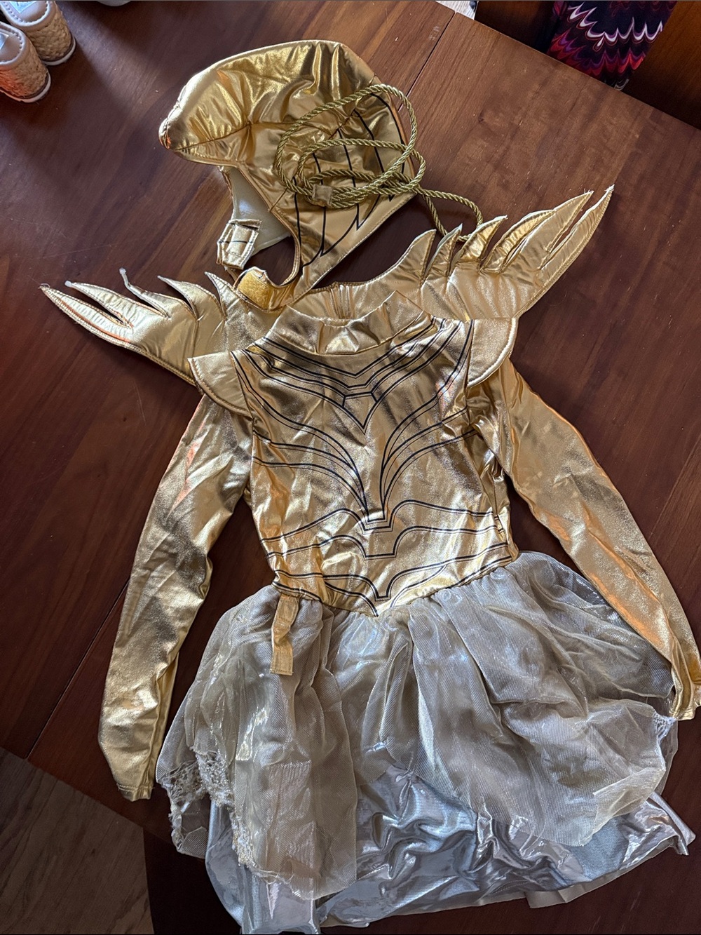 Gold Sparkle Kids Costume Dress with Hood